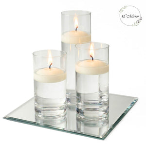 Eastland Square Mirror and Cylinder Vase Centerpiece with Richland 3" Floating Candles Set of 7