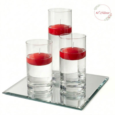 Eastland Square Mirror and Cylinder Vase Centerpiece with Richland 3" Floating Candles Set of 84 - thumbnail number 39