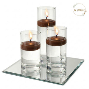 Eastland Square Mirror and Cylinder Vase Centerpiece with Richland 3" Floating Candles Set of 7