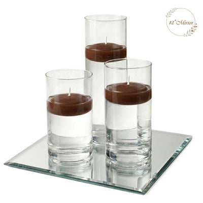 Eastland Square Mirror and Cylinder Vase Centerpiece with Richland 3" Floating Candles Set of 84 - thumbnail number 89