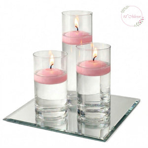 Eastland Square Mirror and Cylinder Vase Centerpiece with Richland 3" Floating Candles Set of 7
