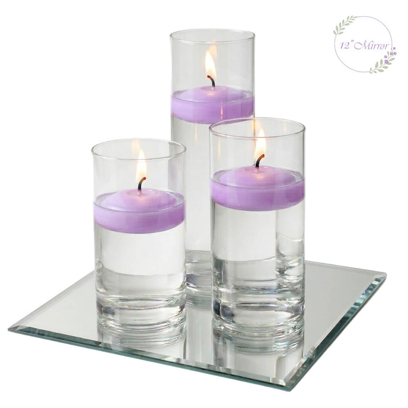 Eastland Square Mirror and Cylinder Vase Centerpiece with Richland 3" Floating Candles Set of 84 - thumbnail number 62