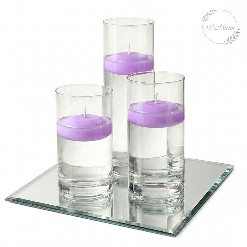 Eastland Square Mirror and Cylinder Vase Centerpiece with Richland 3" Floating Candles Set of 84 - thumbnail number 61