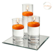 Eastland Square Mirror and Cylinder Vase Centerpiece with Richland 3" Floating Candles Set of 7 - Orange - 12 Inch Size - thumbnail number 2