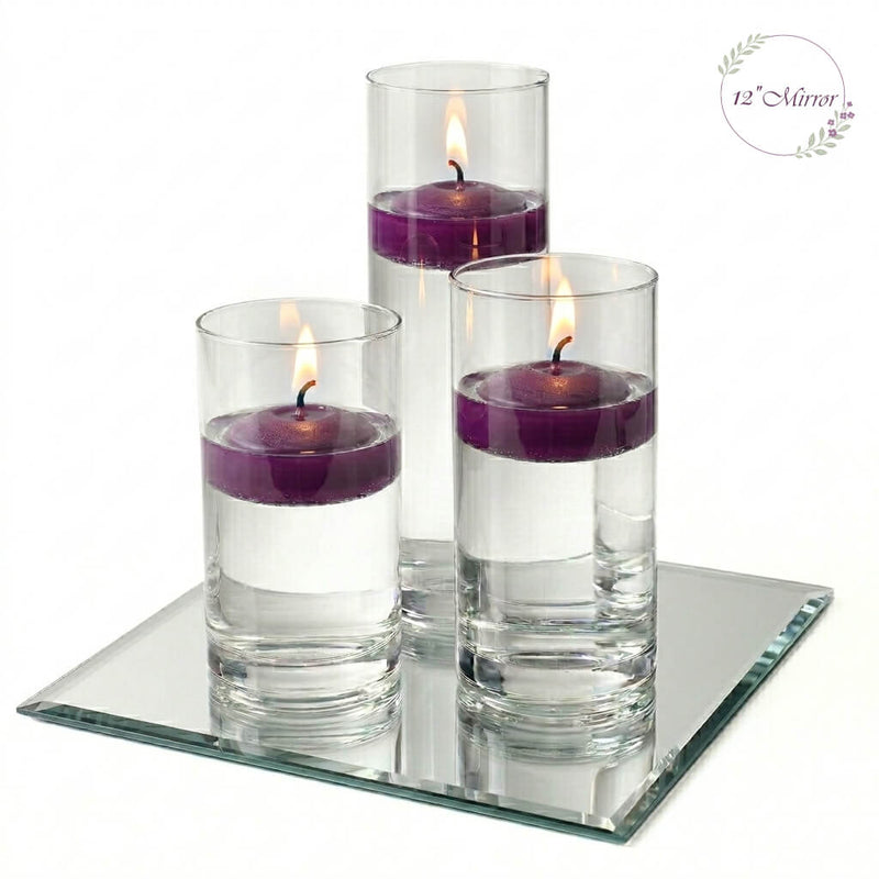 Eastland Square Mirror and Cylinder Vase Centerpiece with Richland 3" Floating Candles Set of 7 - thumbnail number 34