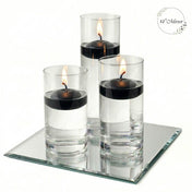 Eastland Square Mirror and Cylinder Vase Centerpiece with Richland 3" Floating Candles Set of 7 - Black - 12 Inch Size - thumbnail number 2