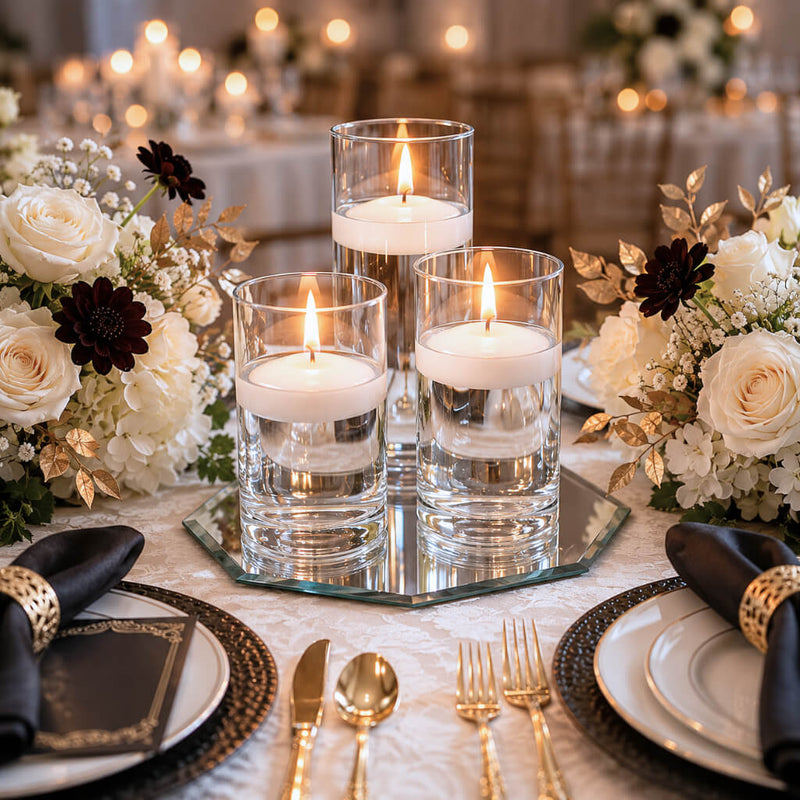 Eastland Octagon Mirror and Cylinder Vase Centerpiece Set of 4 - 12" Mirror - thumbnail number 6