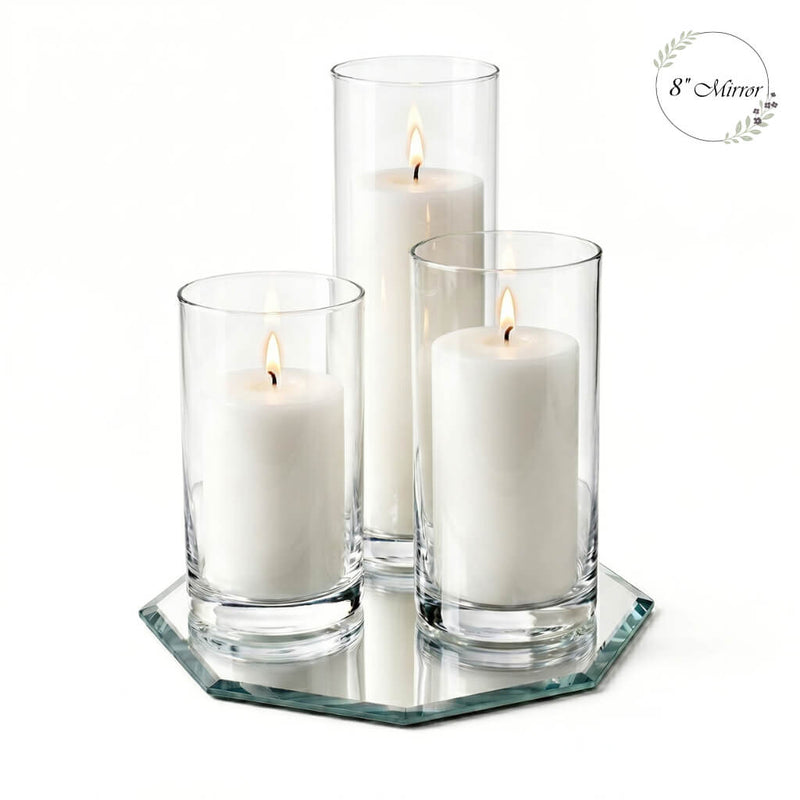 Eastland Octagon Mirror and Cylinder Vase Centerpiece Set of 4 - 8" Mirror - thumbnail number 3