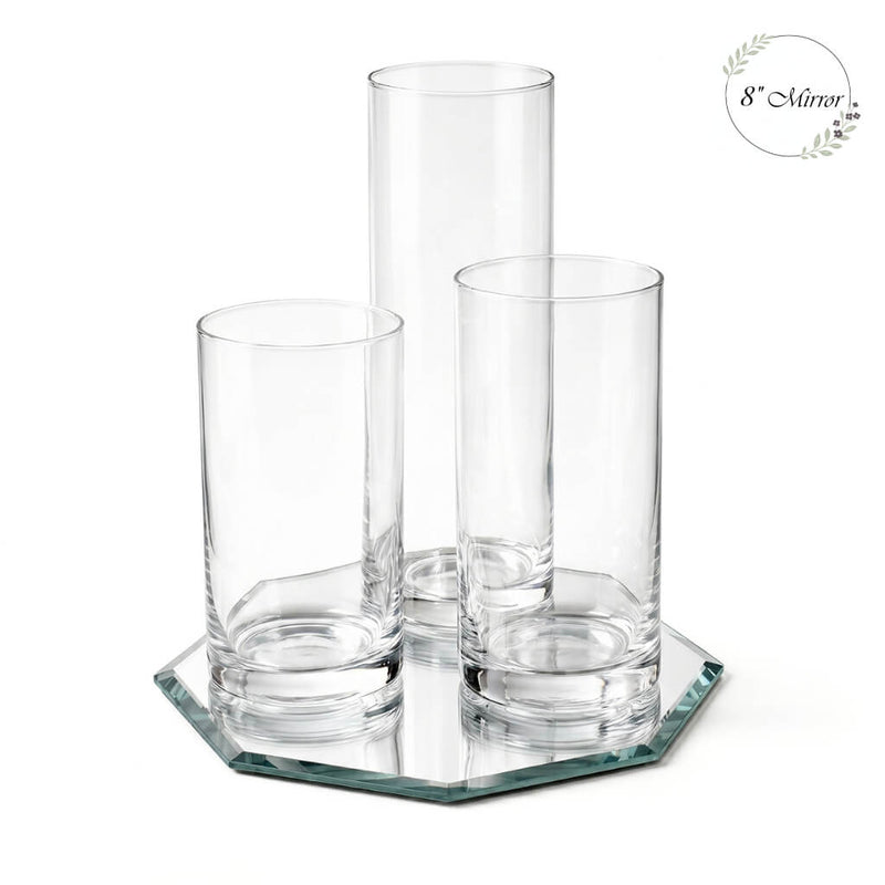 Eastland Octagon Mirror and Cylinder Vase Centerpiece Set of 4 - 8" Mirror - thumbnail number 1