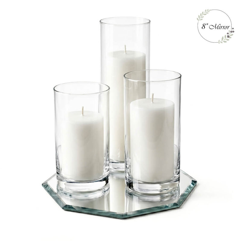 Eastland Octagon Mirror and Cylinder Vase Centerpiece Set of 4 - 8" Mirror - thumbnail number 2