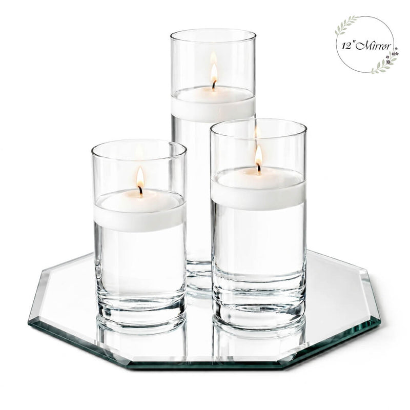 Eastland Octagon Mirror and Cylinder Vase Centerpiece Set of 4 - 12" Mirror - thumbnail number 5