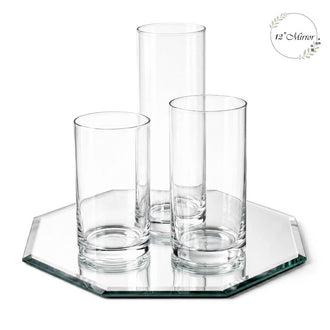 Eastland Octagon Mirror and Cylinder Vase Centerpiece Set of 48 - 12" Mirror