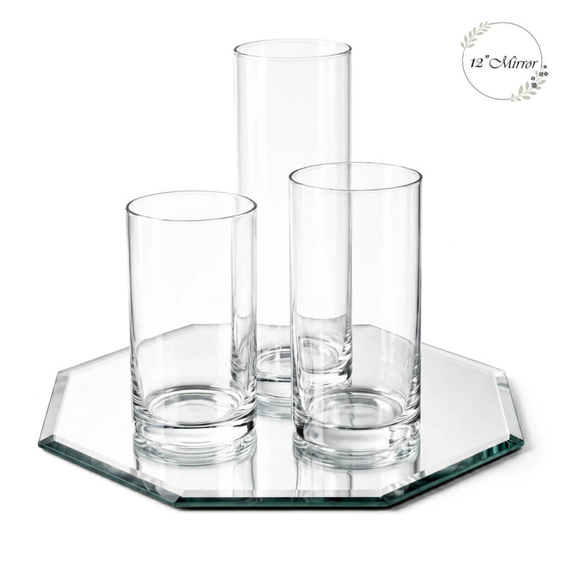 Eastland Octagon Mirror and Cylinder Vase Centerpiece Set of 4 - 12" Mirror - thumbnail number 1
