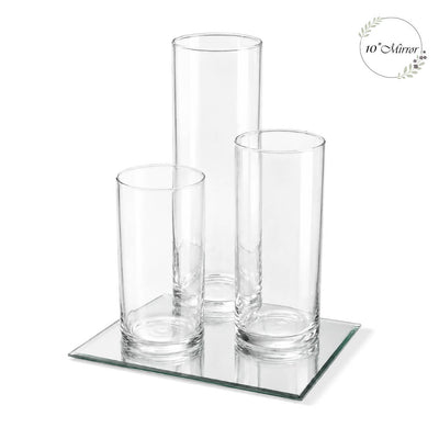 Eastland Square Mirrors and Cylinder Vases Centerpiece Set of 48 - 10"
