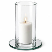 5" Round Mirror Coaster with a lit candle in a glass cylinder vase - thumbnail number 5