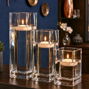 Staggered Square Floating Candle Holder trio in a luxury interior setting - thumbnail number 7