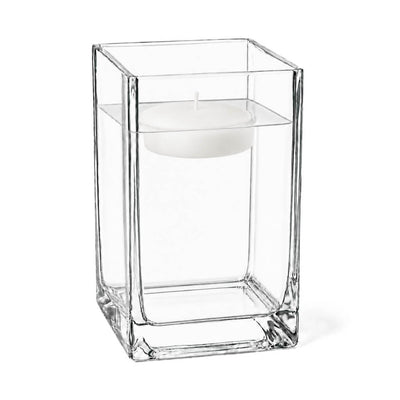 Uncluttered 6" Square Floating Candle Holder with white candle - thumbnail number 2