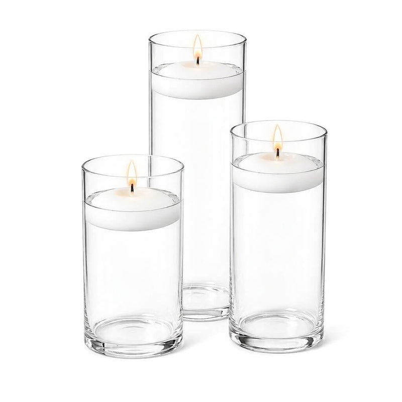 Eastland Cylinder Floating Candle Holders 7.5" , 9" & 10.5" Set of 36 - thumbnail number 3