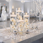 Cylinder Vase Centerpiece & Richland 3" Floating Candles Set of 48 - White - thumbnail number 3