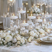 Cylinder Vase Centerpiece & Richland 3" Floating Candles Set of 48 - White - thumbnail number 5