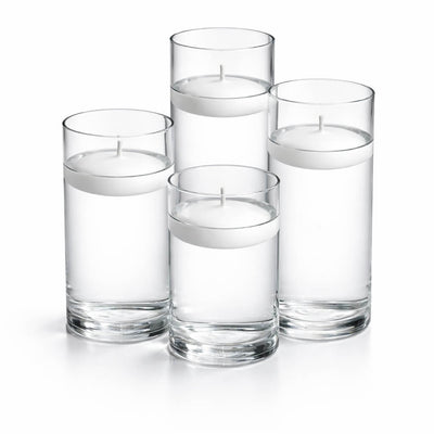 Cylinder Vase Centerpiece & Richland 3" Floating Candles Set of 48 - White - thumbnail number 1