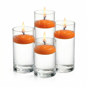 Cylinder Vase Centerpiece & Richland 3" Floating Candles Set of 8 - Orange - thumbnail number 2
