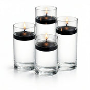 Cylinder Vase Centerpiece & Richland 3" Floating Candles Set of 8 - Black - thumbnail number 2