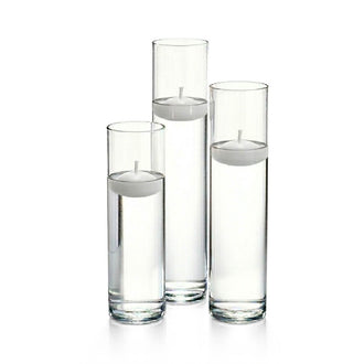 Richland Floating Candles & Sloan Cylinder Vases Set of 3 - White