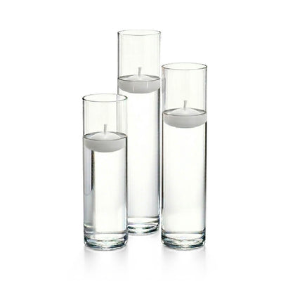 Richland Floating Candles & Sloan Cylinder Vases Set of 3 - White