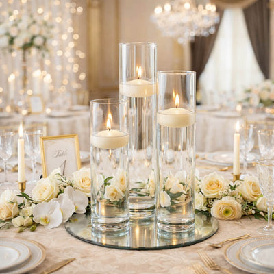 Richland Floating Candles & Sloan Cylinder Vases Set of 3 - Ivory - thumbnail number 3