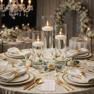 Richland Floating Candles & Sloan Cylinder Vases Set of 3 - Light Ivory - thumbnail number 4