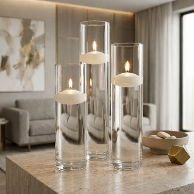 Richland Floating Candles & Sloan Cylinder Vases Set of 3 - Light Ivory - thumbnail number 6