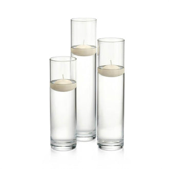 Richland Floating Candles & Sloan Cylinder Vases Set of 3 - Light Ivory