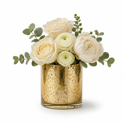 Richland Gold Mercury Glass Cylinder Vase 5" x 5" - thumbnail number 2