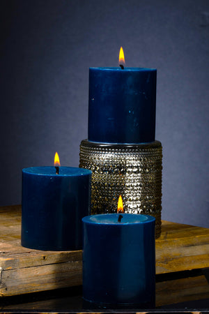 Richland Pillar Candle 3"x3" Navy Blue