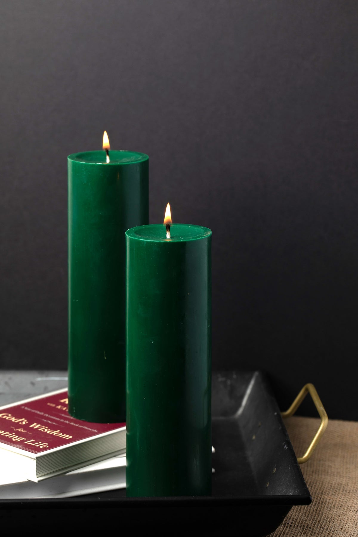 Richland Pillar Candle 3"x9" Dark Green