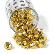 Glass jar spilling out 300 pcs gold acrylic ice bead vase fillers - thumbnail number 1
