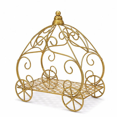 Gold wrought iron pumpkin carriage centerpiece against a white background - thumbnail number 1