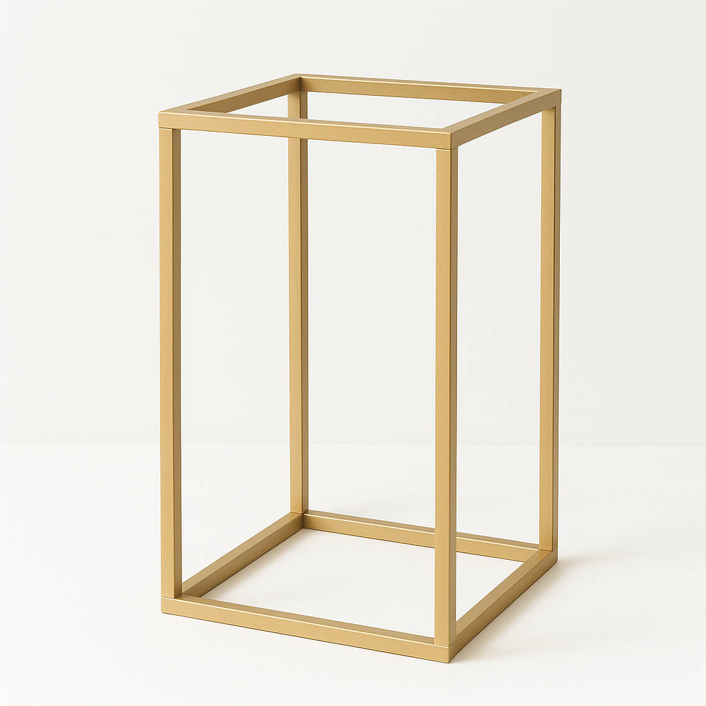 12" Gold Rectangular Metal Flower Stands – 2-Pack Geometric Column Frames for Wedding Arrangements