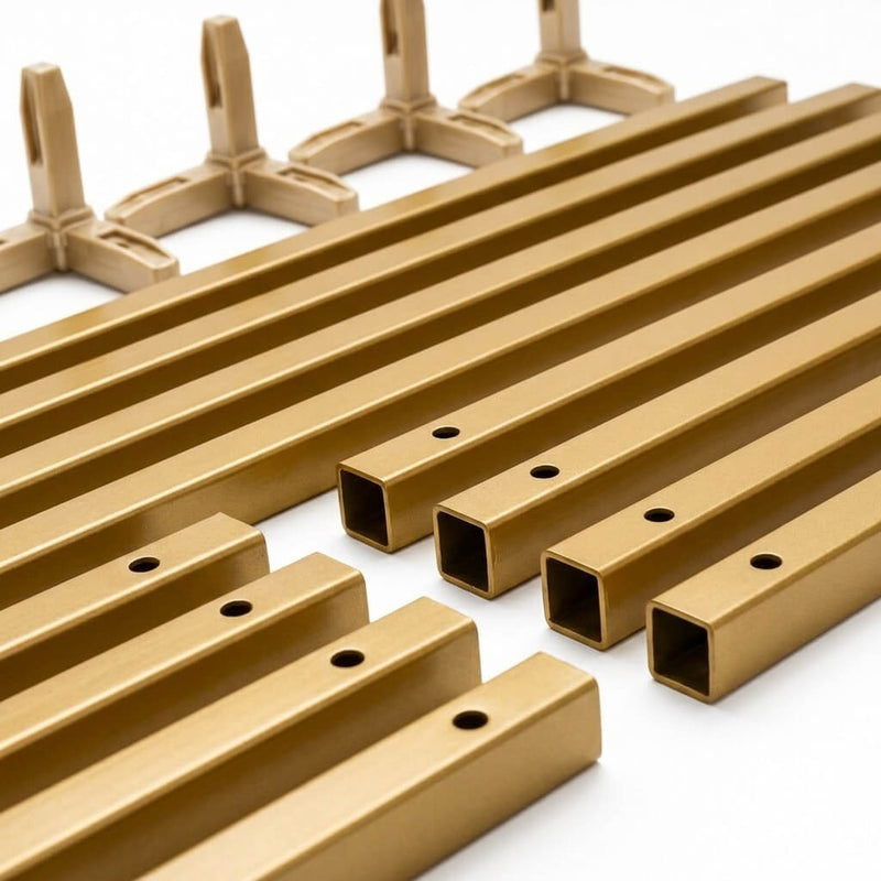 Disassembled gold metal flower stand parts and connectors - thumbnail number 2