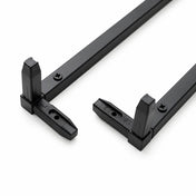 Black metal frame components with plastic L and R corner connectors on a white background - thumbnail number 2