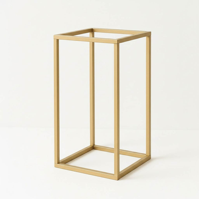 16" Gold Rectangular Metal Flower Stands – 2-Pack Geometric Column Frames for Wedding Arrangements - thumbnail number 1