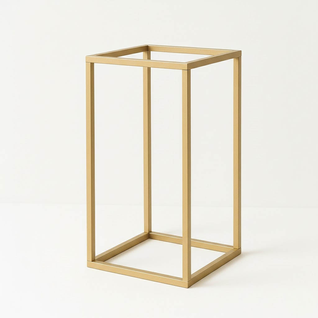 16" Gold Rectangular Metal Flower Stands – 2-Pack Geometric Column Frames for Wedding Arrangements