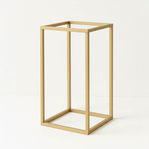 16" Gold Rectangular Metal Flower Stands – 2-Pack Geometric Column Frames for Wedding Arrangements