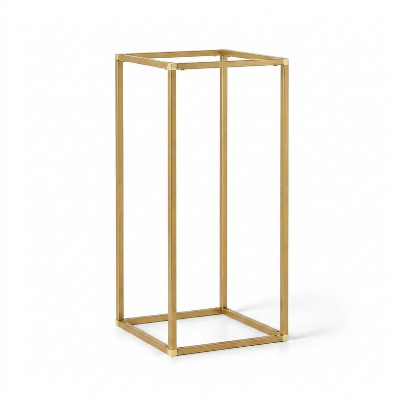 16-inch gold rectangular metal geometric column flower stand - thumbnail number 1