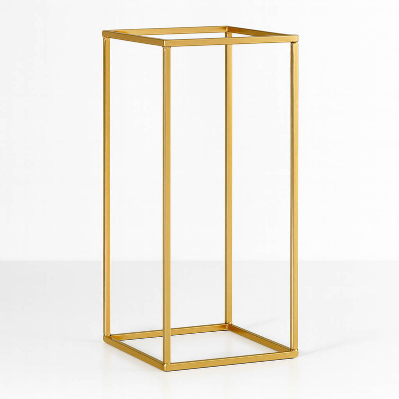 24" Gold Rectangular Metal Flower Stands – 2-Pack Geometric Column Frames for Stylish Flower Displays - thumbnail number 1