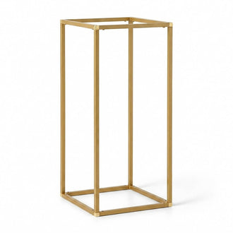 24" Gold Rectangular Metal Flower Stands – 2-Pack Geometric Column Frames for Stylish Flower Displays