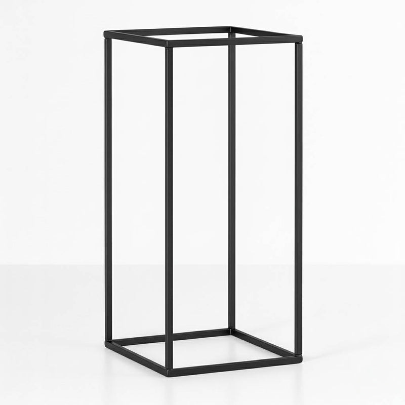 Matte Black 24" Rectangular Metal Flower Stands – 2-Pack Geometric Column Frames for Stylish Tablescapes - thumbnail number 1