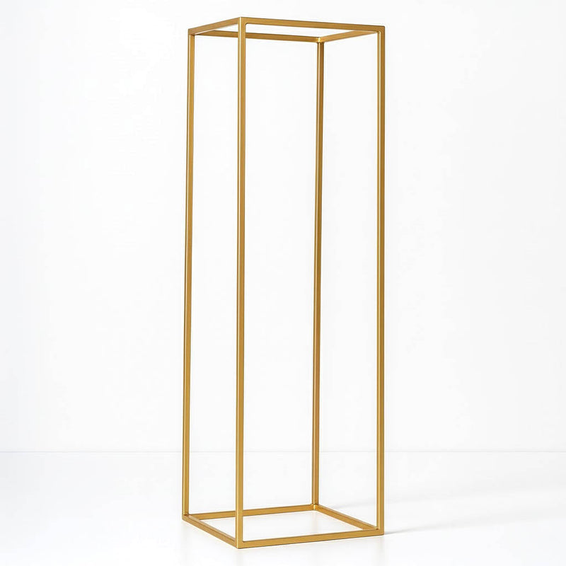 32" Gold Rectangular Metal Flower Stands – 2-Pack Geometric Column Frames for Stylish Flower Displays - thumbnail number 1