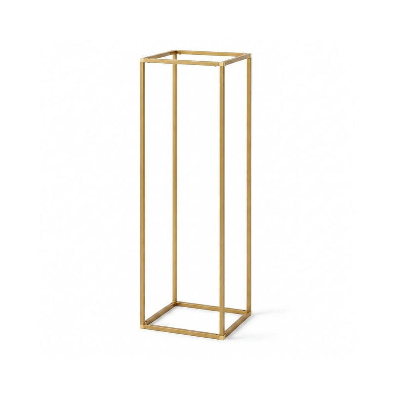 32-inch gold rectangular metal geometric column flower stand - thumbnail number 1